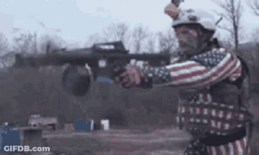 Gunner Firing With Two Guns GIF