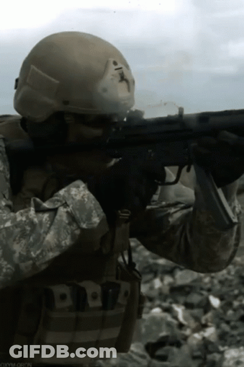 Gunner Taking Several Shots GIF