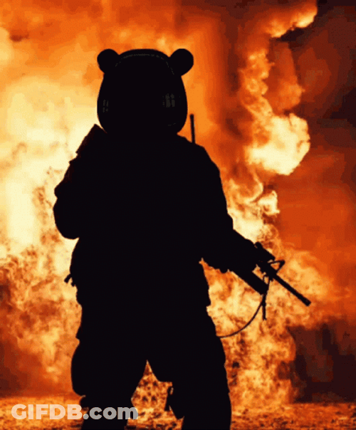Gunner With Bear Head Silhouette GIF