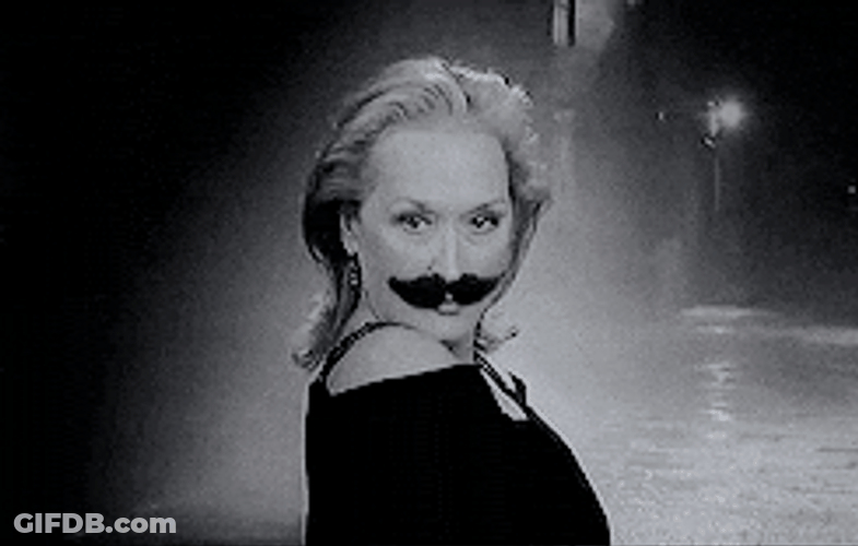 Gunny Meryl Streep Surprise Mustache GIF