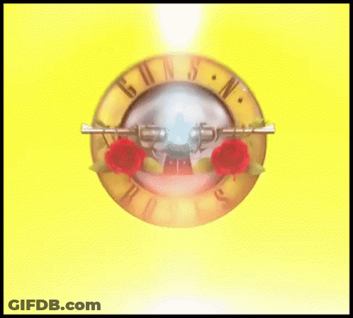 Guns N' Roses Logo On Yellow With Roses GIF
