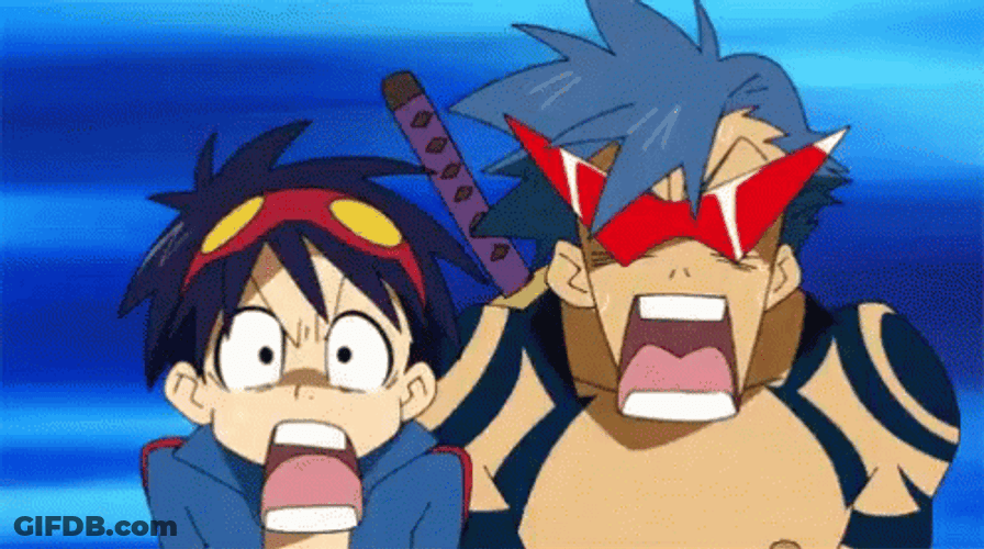 Gurren Lagann Kamina And Simon Spinning Anime GIF