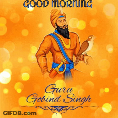Guru Gobind Singh Holding Bird And Sword GIF