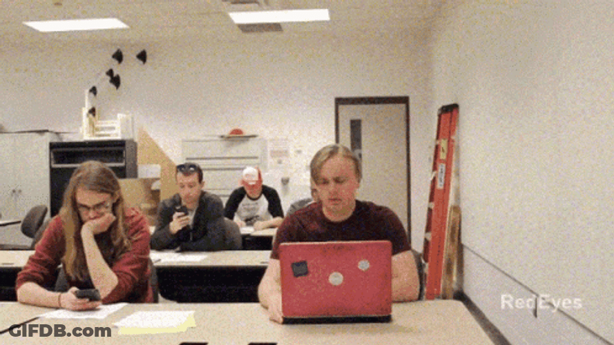 Gus Johnson Throw Computer In Classroom GIF