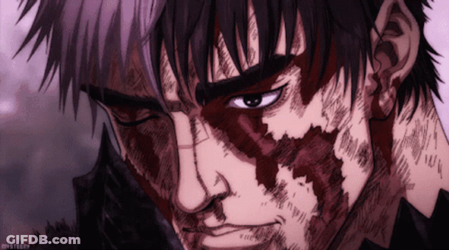 Guts Berserk Injured Face GIF