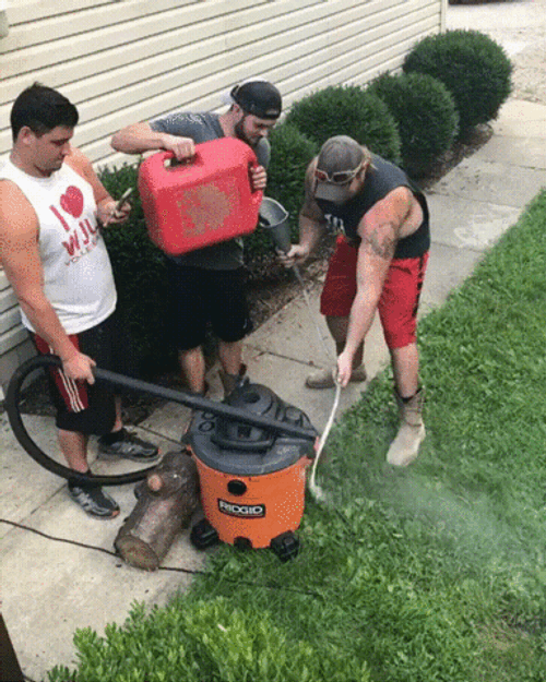 Guy Accidentally Use Flamethrower GIF