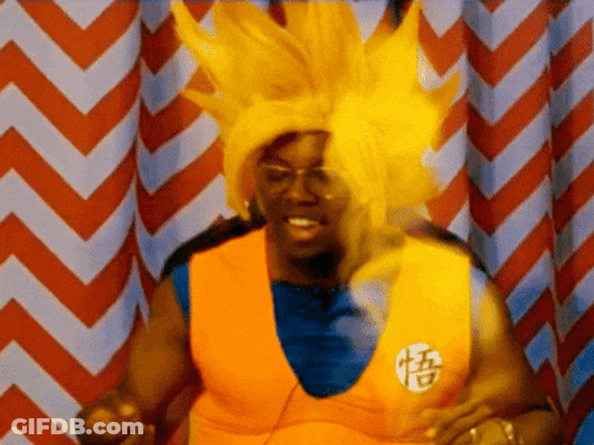 Guy Acts As Son Goku Over 9000 Dancing GIF