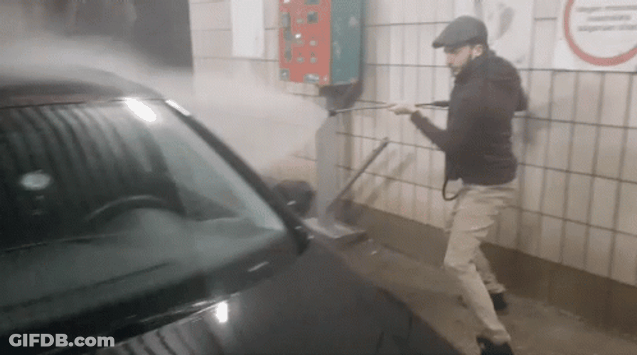 Guy Aggressive Car Wash GIF