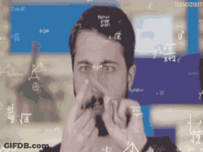 Guy Counting Fingers With Formulas GIF