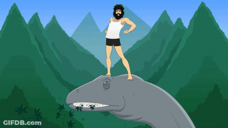 Guy Dancing Above Dino Head GIF