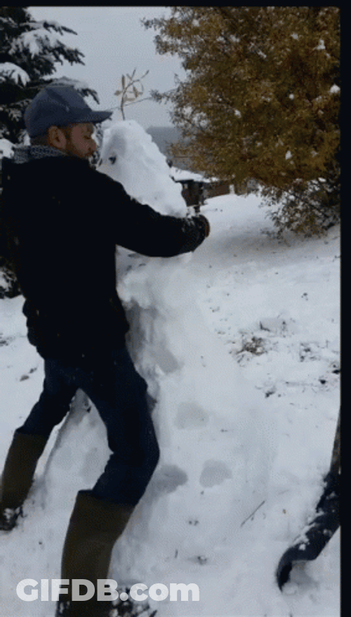 Guy Destroy The Snowman GIF