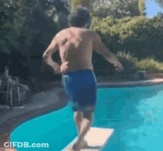 Guy Doing A Diving Board Flip Fail GIF