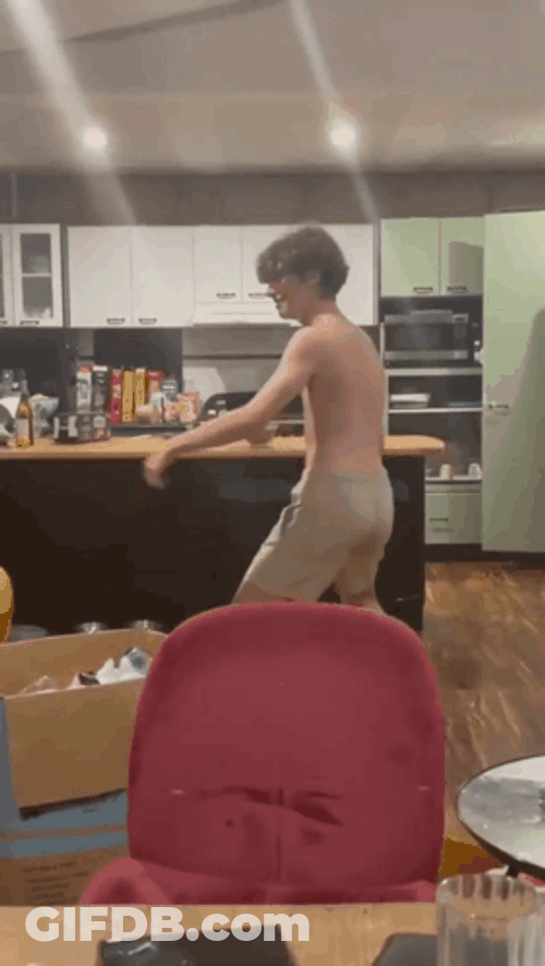 Guy Doing Thug Shaker In Kitchen GIF