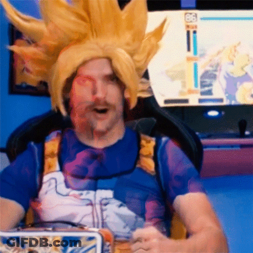 Guy Dresses Up As Son Goku Slam Table Over 9000 GIF