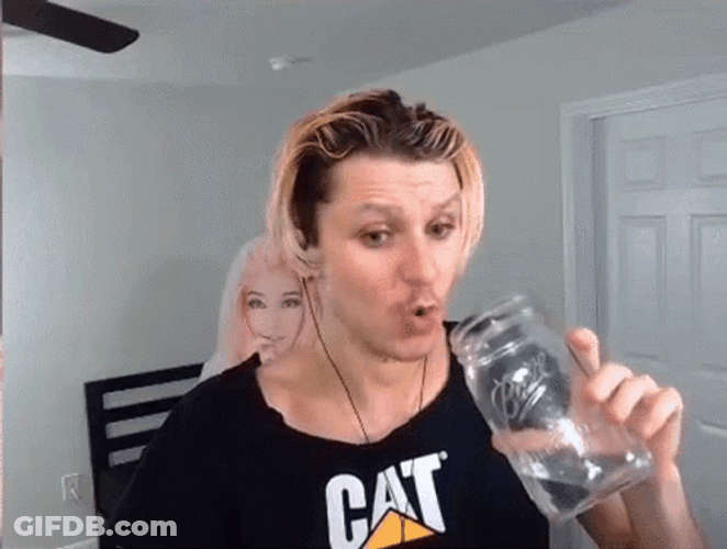 Guy Drinking Water On Water Jar GIF