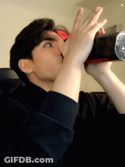 Guy Drinking Water With Two Hands GIF
