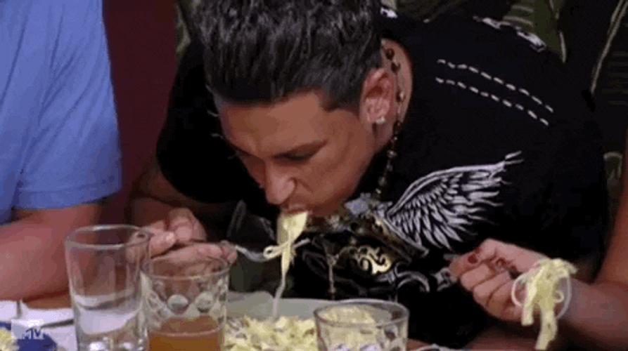 Guy Eating Pasta GIF