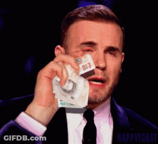 Guy Emotionally Crying With Money GIF