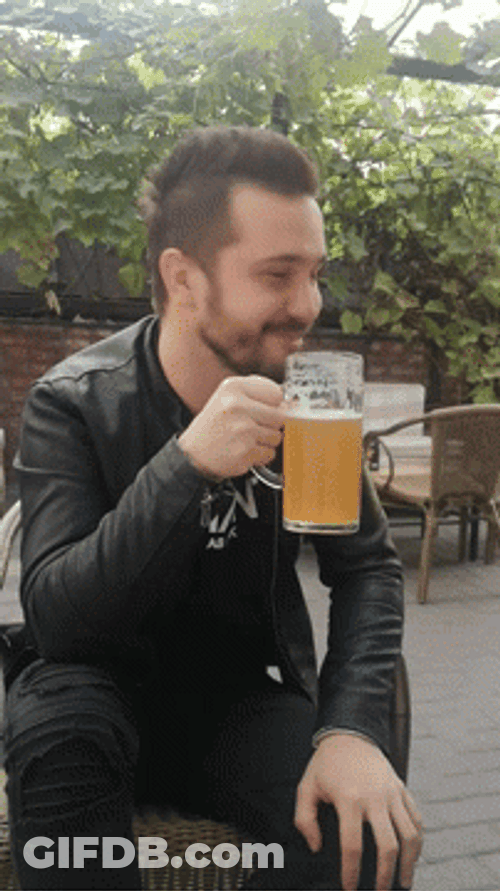 Guy Enjoys Drinking Beer GIF