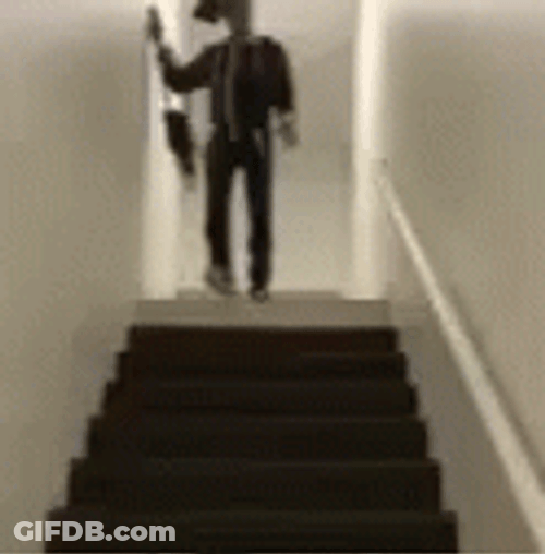 Guy Fall Out In Stair GIF