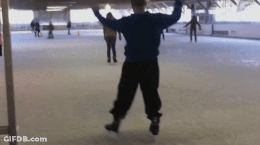Guy Falling Ice Skating GIF