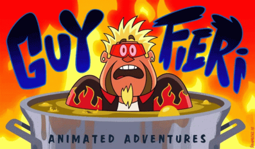 Guy Fieri Animated Cartoon In A Boiling Pot GIF