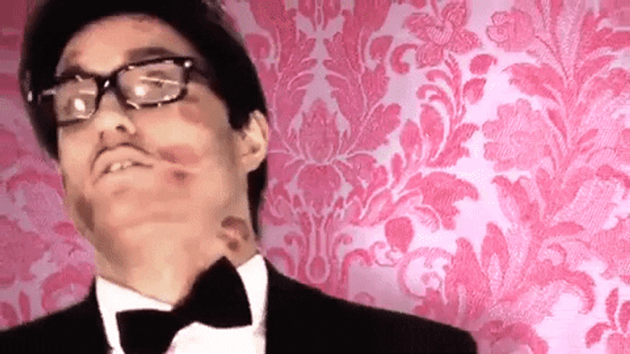Guy Filled With Hickey Kisses GIF