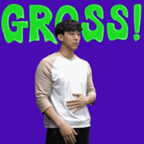 Guy Gagging With Funny Illustration Saying Gross GIF