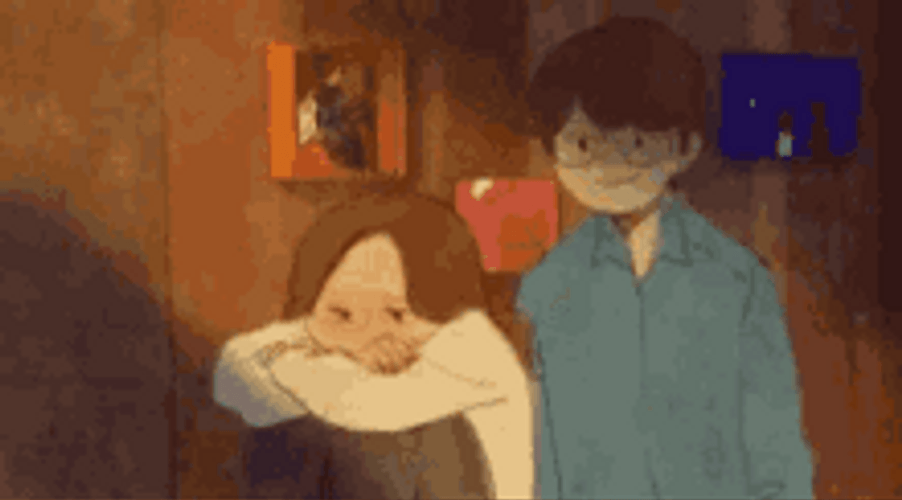 Guy Giving Comfort Hug To Girl Animation GIF