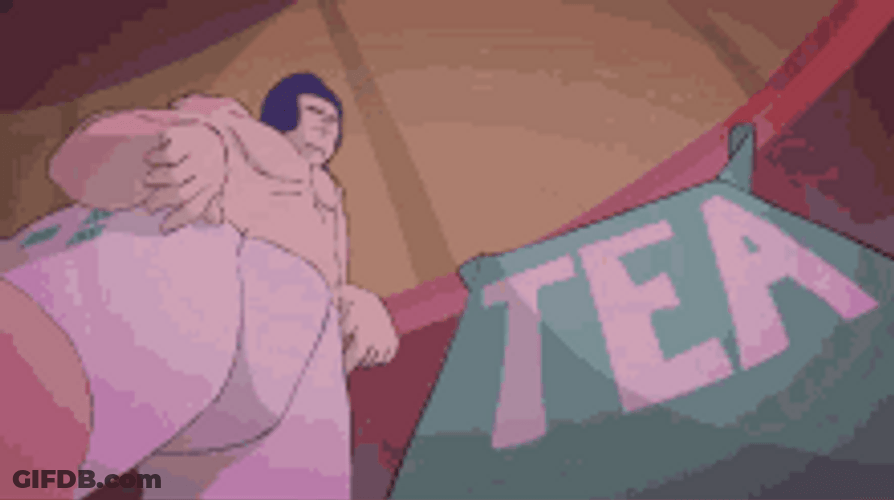Guy Grabbing Tea Bag And Drinking Animation GIF
