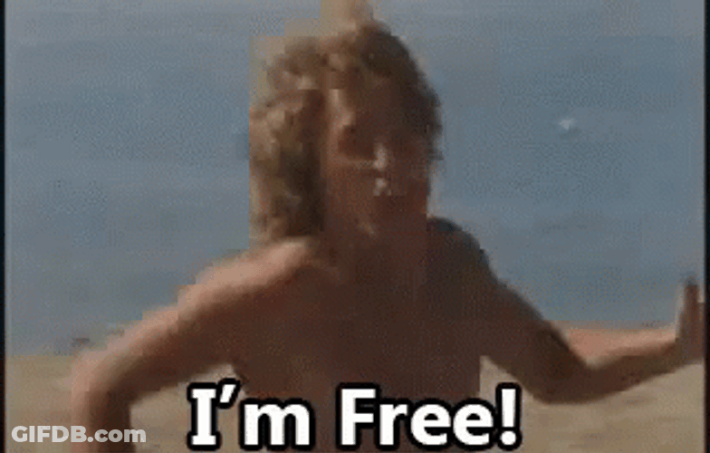 Guy Happily Shouting Im Free GIF