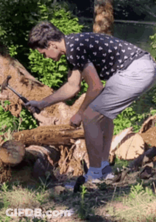 Guy Hitting Log Ban Hammer GIF
