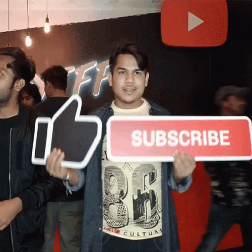 Guy Holding Like And Subscribe Button GIF