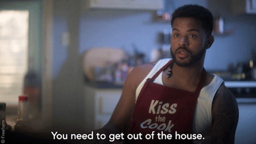 Guy In Apron You Need To Leave House GIF
