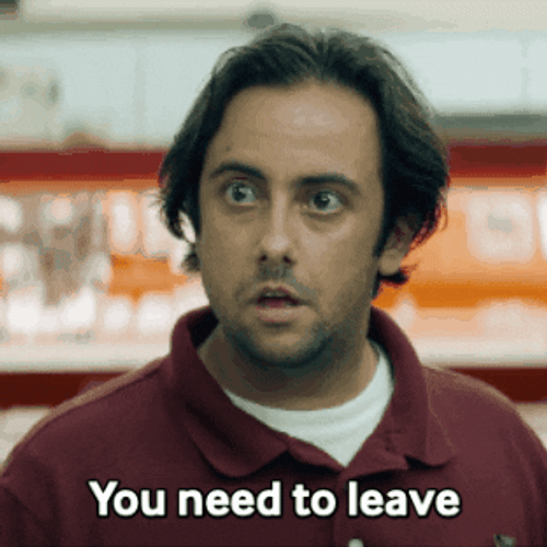 Guy In Maroon Shirt Angry You Need To Leave GIF