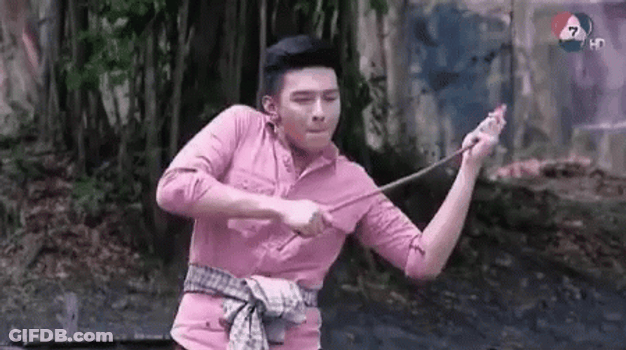 Guy In Pink Sleeves Cabbage Patch Dance GIF