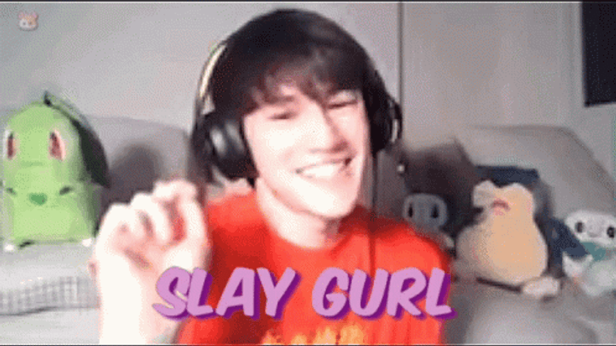 Guy In Red Shirt Saying Slay Girl GIF