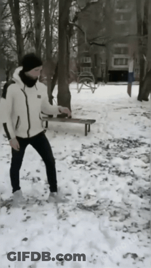 Guy Kick Snowman GIF