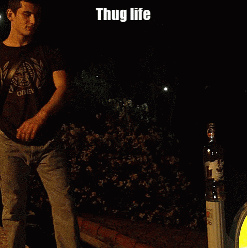 Guy Kicking Beer Can Thug Life GIF