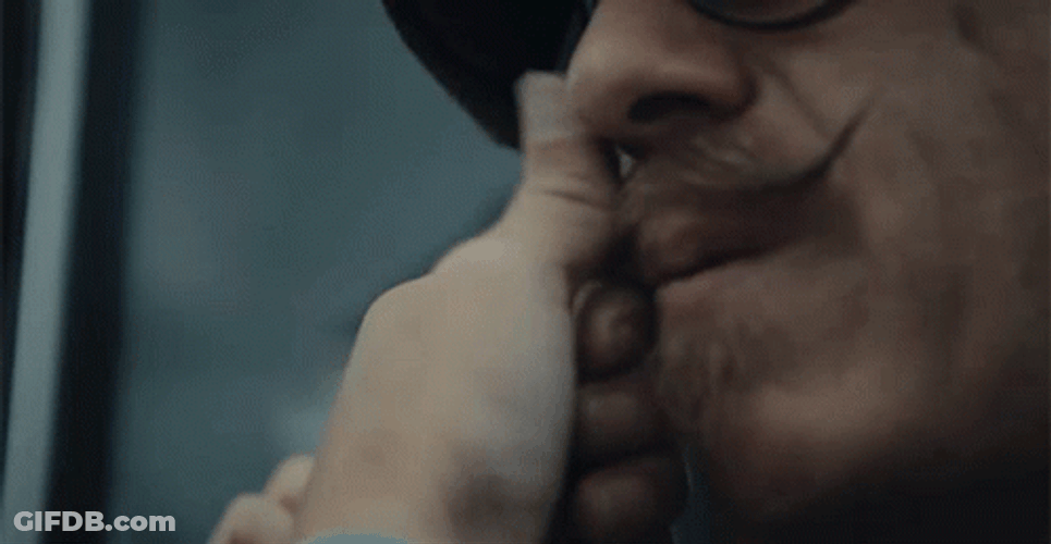 Guy Perming Overgrown Mustache GIF