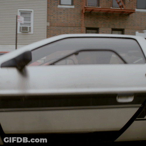Guy Pushing Delorean Door Open GIF