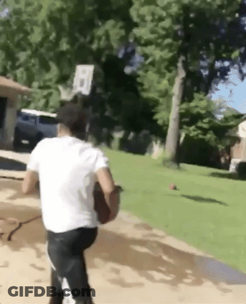 Guy Slip Fall During Basketball GIF
