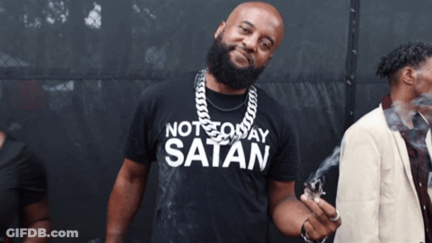 Guy Smoking Not Today Satan GIF