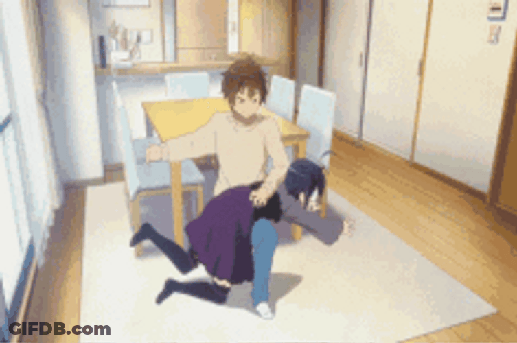 Guy Spanking Rikka Takanashi GIF