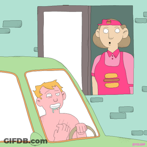 Guy Tweaker On Drive Thru GIF