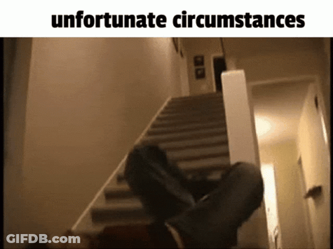 Guy Unfortunate Circumstances Falling Down Stairs GIF