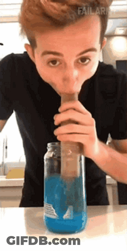 Guy Using Big Straw Sucking GIF