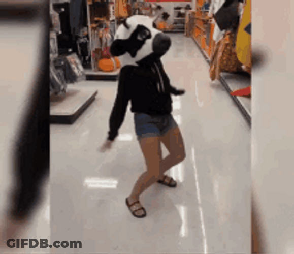 Guy Using Cow Head Costume Dancing GIF