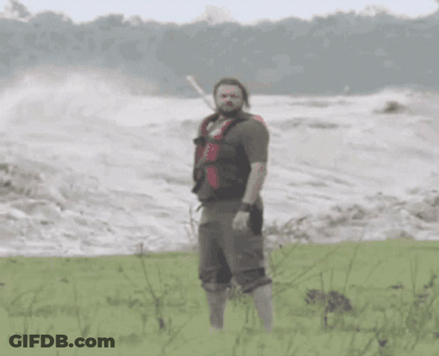 Guy Welcoming Flooded Water GIF