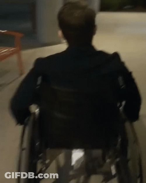 Guy Wheelchair Turning Around GIF